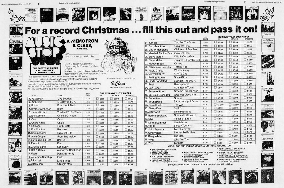 Music Stop - Dec 10 1978 2 Page Spread
